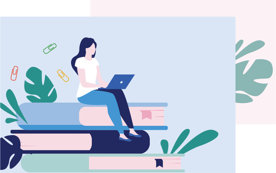 illustration woman with her laptop