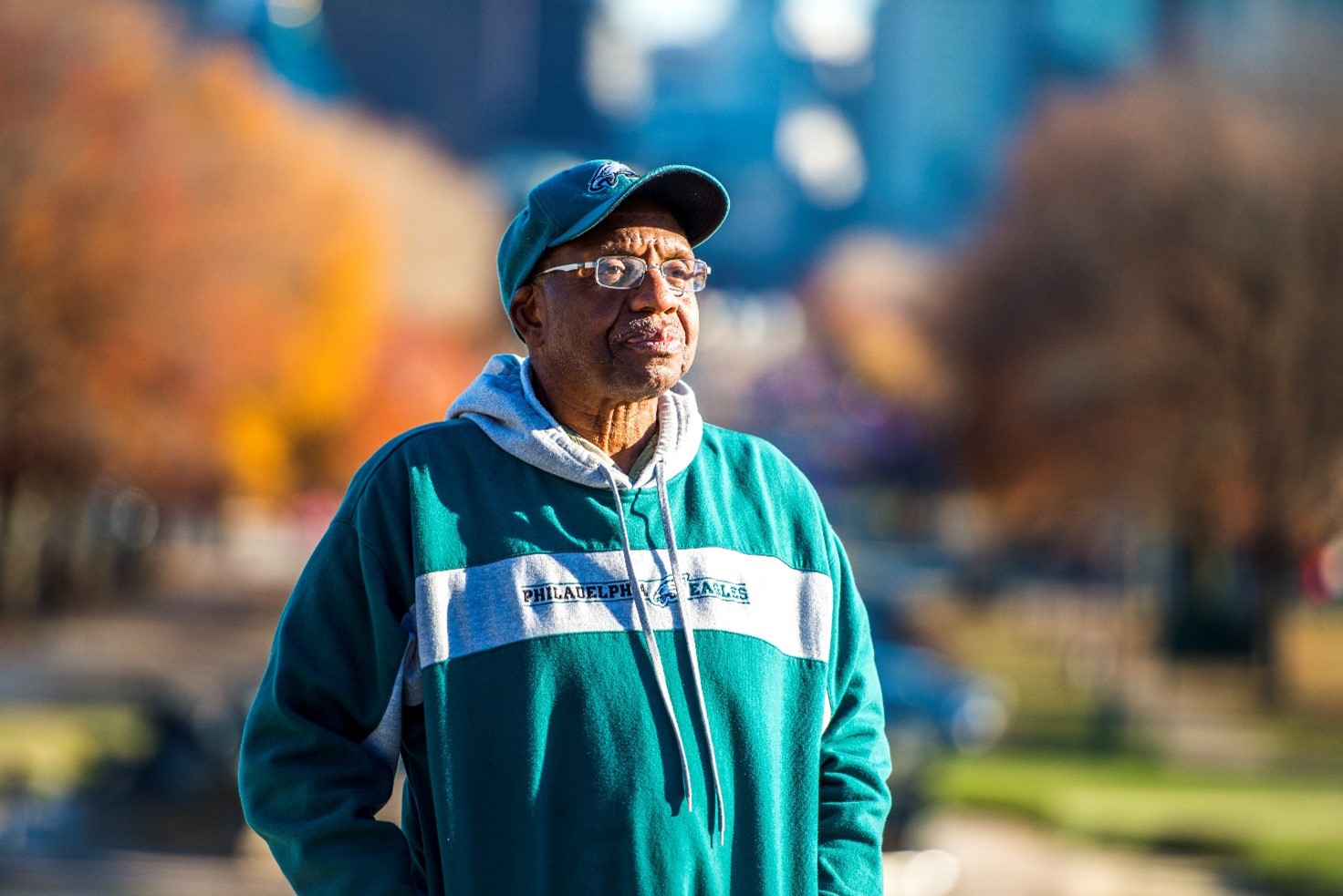 Man with type 2 diabetes in a park